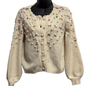 Sezane Jelani Women's Cream Sweater with Multicolor Accents